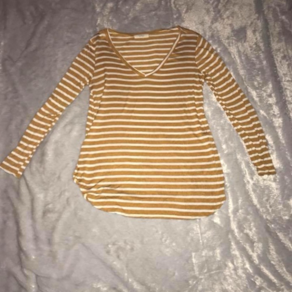 Mustard and white striped long sleeve SM NWOT